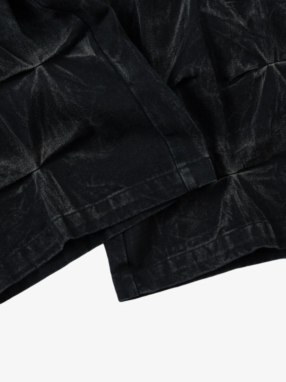 Heavy Washed Distressed Pleated Baggy Jeans - Image 4
